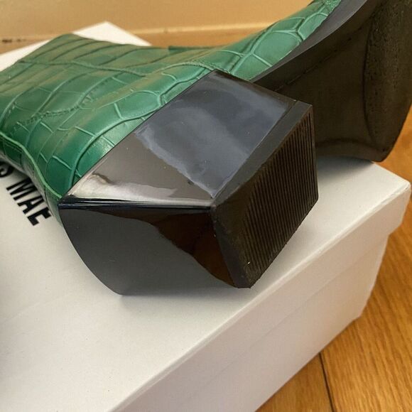 Alias Mae Petra Green Croc Embossed Bootie Boots Shoes Western Revolve NIB 8 38 - Picture 11 of 14